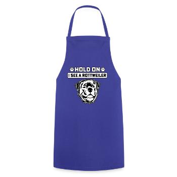 Hold on I see a Rottweiler - Cooking Apron - royal blue - Front - AI Model Male 185 dark (185cm)