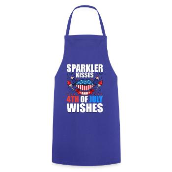 Sparkler Kisses 4th of July Wishes - Tablier de cuisine - bleu royal - Devant - AI Model Male 185 dark (185cm)