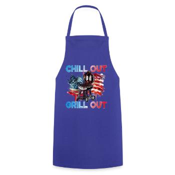 Chill out Grill out - Cooking Apron - royal blue - Front - AI Model Male 185 dark (185cm)