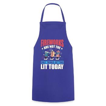 Fireworks are not the only things getting lit - Cooking Apron - royal blue - Front - AI Model Male 185 dark (185cm)