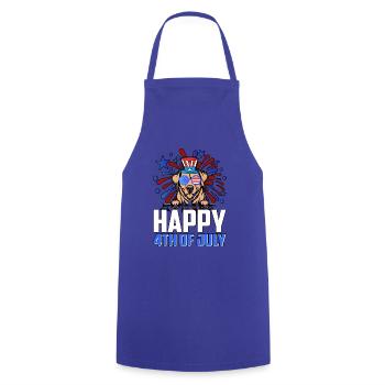 HAPPY 4TH OF JULY - Cooking Apron - royal blue - Front - AI Model Male 185 dark (185cm)