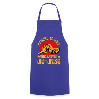 Rouler, c’est la moitié de la bataille du Jiu-Jitsu brésilien - Tablier de cuisine - bleu royal - Devant - AI Model Male 185 dark (185cm)