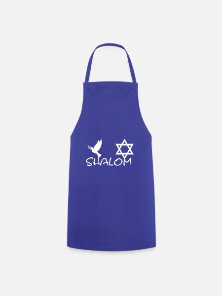Shalom mit Friedenstaube und Davidstern | Symbol - Kochschürze - Royalblau