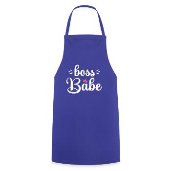 Chefin Boss babe Geschäftsfrau Vorgesetzte - Kochschürze - Royalblau - Vorne - AI Model Male 185 dark (185cm)