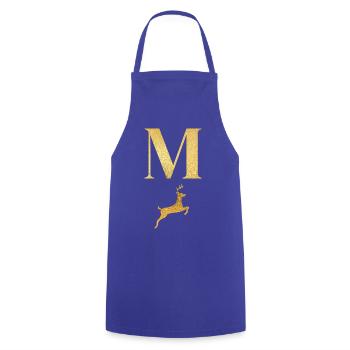 Letter m golden deer - gift idea - Cooking Apron - royal blue - Front - AI Model Male 185 dark (185cm)