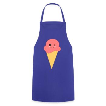 Eis Eiscreme Erdbeereis - Kochschürze - Royalblau - Vorne - AI Model Male 185 dark (185cm)