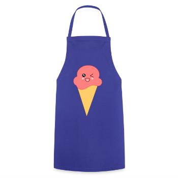 Eis Eiscreme Erdbeereis - Kochschürze - Royalblau - Vorne - AI Model Male 185 dark (185cm)