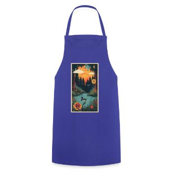 Sunset pond in landscape - Cooking Apron - royal blue - Front - AI Model Male 185 dark (185cm)