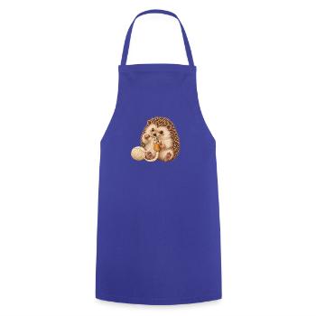 Igel arbeitet mit einer Strickliesel - Kochschürze - Royalblau - Vorne - AI Model Male 185 dark (185cm)