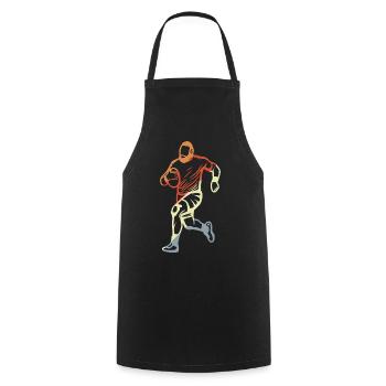 Rugby Player Drawing - Cooking Apron - black - Front - AI Model Male 185 dark (185cm)