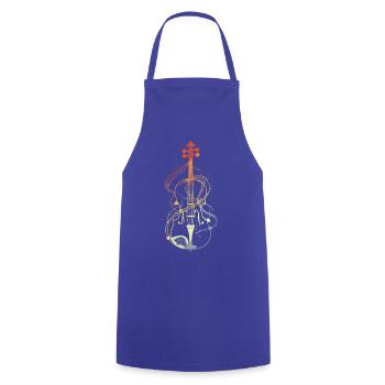 Art au trait du violon style rétro - Tablier de cuisine - bleu royal - Devant - AI Model Male 185 dark (185cm)