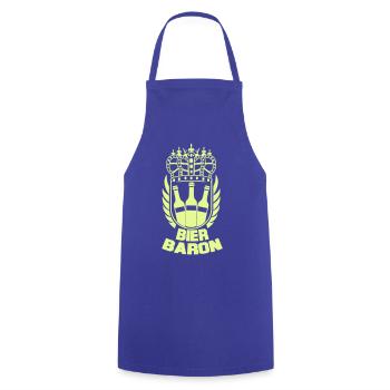 Bier Baron Kronenlogo - Kochschürze - Royalblau - Vorne - AI Model Male 185 dark (185cm)