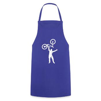 Mountain Bike Holding Up MTB Downhill Bike - Cooking Apron - royal blue - Front - AI Model Male 185 dark (185cm)