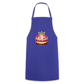 Gâteau d’anniversaire avec bougies - Tablier de cuisine - bleu royal - Devant - AI Model Male 185 dark (185cm)