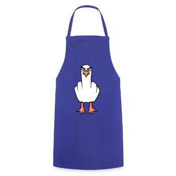 Möwe Mittelfinger Beleidigung Stinkefinger frech - Kochschürze - Royalblau - Vorne - AI Model Male 185 dark (185cm)