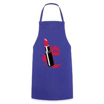 Lippenstift mit Kussmund - Kochschürze - Royalblau - Vorne - AI Model Male 185 dark (185cm)