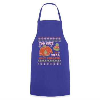 Pull de Noël moche - Tablier de cuisine - bleu royal - Devant - AI Model Male 185 dark (185cm)
