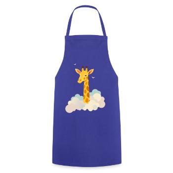 Gentle giraffe above the clouds – Dreamlike motif - Cooking Apron - royal blue - Front - AI Model Male 185 dark (185cm)