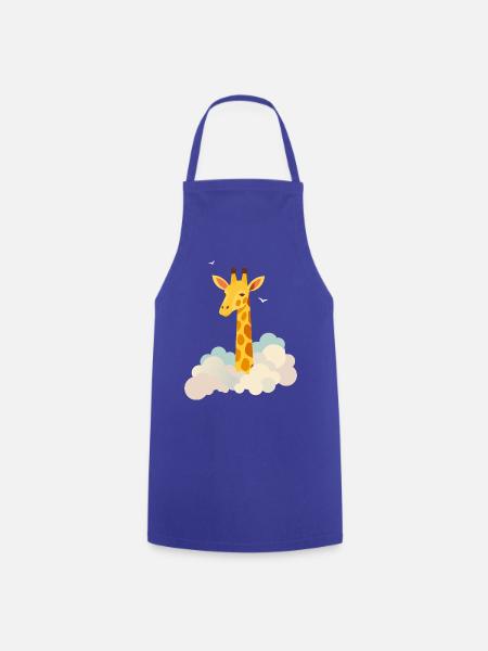 Gentle giraffe above the clouds – Dreamlike motif - Cooking Apron - royal blue