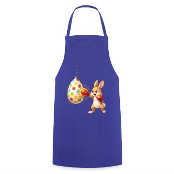 Boxender Osterhase mit Osterei-Boxsack - Kochschürze - Royalblau - Vorne - AI Model Male 185 dark (185cm)