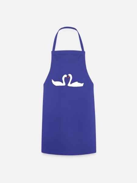 Schwäne - Swan - Kochschürze - Royalblau