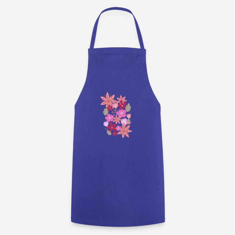 fleurs, fleurs, printemps, fleurs - Tablier de cuisine - bleu royal