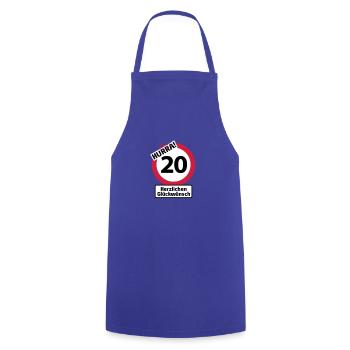 Hurrah 20 Anniversaire - Félicitations - Tablier de cuisine - bleu royal - Devant - AI Model Male 185 dark (185cm)