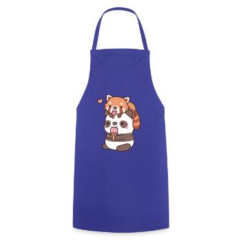Süßer roter Panda und Panda essen Eis - Kochschürze - Royalblau - Vorne - AI Model Male 185 dark (185cm)