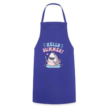 Drôle de requin Bon Appetit, Bonjour l’été - Tablier de cuisine - bleu royal - Devant - AI Model Male 185 dark (185cm)