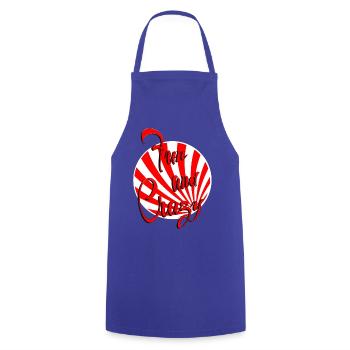 fun and crazy red white striped - Cooking Apron - royal blue - Front - AI Model Male 185 dark (185cm)