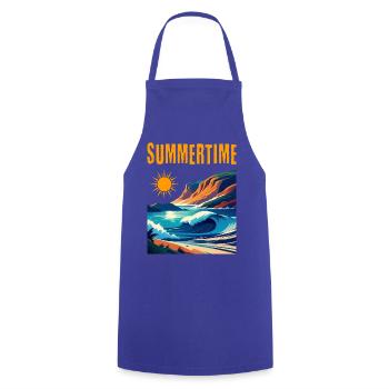 Summertime - schönes Sommerdesign - Kochschürze - Royalblau - Vorne - AI Model Male 185 dark (185cm)