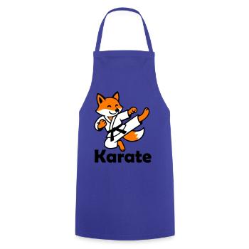 Karate Fuchs - Kochschürze - Royalblau - Vorne - AI Model Male 185 dark (185cm)