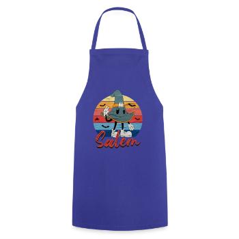 Chapeau de sorcière fantaisiste avec texte Salem - Tablier de cuisine - bleu royal - Devant - AI Model Male 185 dark (185cm)