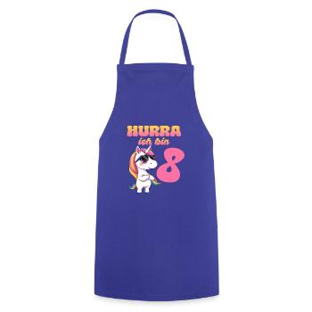 8e anniversaire Enfants Licorne Licorne Écolier - Tablier de cuisine - bleu royal - Devant - AI Model Male 185 dark (185cm)