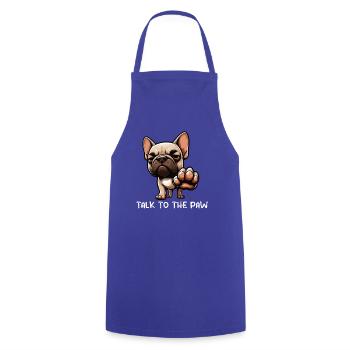 Parlez au Paw French Bulldog Frenchie - Tablier de cuisine - bleu royal - Devant - AI Model Male 185 dark (185cm)