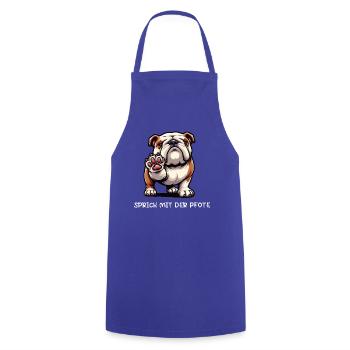 Speak with the paw English Bulldog Bully - Cooking Apron - royal blue - Front - AI Model Male 185 dark (185cm)