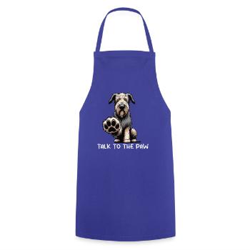 Parlez au propriétaire de Wolfhound Paw Irish Wolfhound - Tablier de cuisine - bleu royal - Devant - AI Model Male 185 dark (185cm)