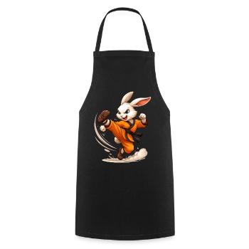 Hase Kung Fu Karate Ninja Fun Design - Kochschürze - Schwarz - Vorne - AI Model Male 185 dark (185cm)