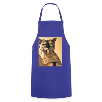Katzenwink: Zunge raus Cartoon-Kätzchen - Kochschürze - Royalblau - Vorne - AI Model Male 185 dark (185cm)