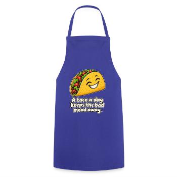 Taco gegen schlechte Laune - Kochschürze - Royalblau - Vorne - AI Model Male 185 dark (185cm)