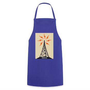Radioturm auf Sendung - Kochschürze - Royalblau - Vorne - AI Model Male 185 dark (185cm)