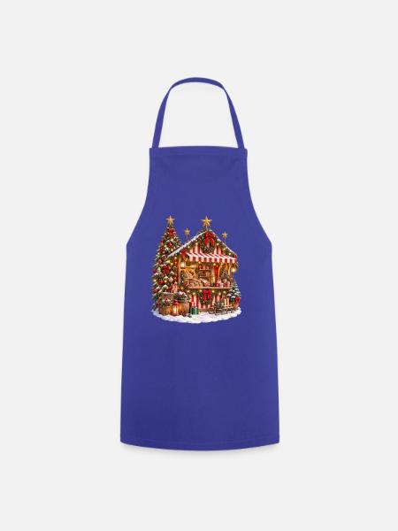 Weihnachtsmarkt-Chalet - Kochschürze - Royalblau