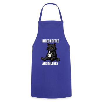 I Need Coffee and Silence Katze Schwarze Katze - Kochschürze - Royalblau - Vorne - AI Model Male 185 dark (185cm)