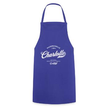 Mademoiselle Charlotte - Tablier de cuisine - bleu royal - Devant - AI Model Male 185 dark (185cm)