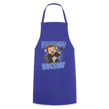 Ape-Solutely Rockin': Funny Monkey with Guitar - Cooking Apron - royal blue - Front - AI Model Male 185 dark (185cm)