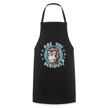 Are You Serious? Grumpy Funny Monkey - Cooking Apron - black - Front - AI Model Male 185 dark (185cm)