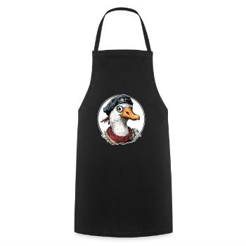Lustiges Abenteuer: Piraten Gans - Kochschürze - Schwarz - Vorne - AI Model Male 185 dark (185cm)
