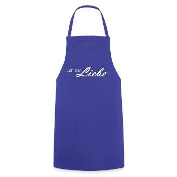 Ich bin Liebe (Umrandet) - Katja Obieglo - Kochschürze - Royalblau - Vorne - AI Model Male 185 dark (185cm)