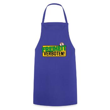 Shield: Freedom Forbidden - Cooking Apron - royal blue - Front - AI Model Male 185 dark (185cm)