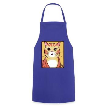 Chat de dessin animé simple et cool - Tablier de cuisine - bleu royal - Devant - AI Model Male 185 dark (185cm)